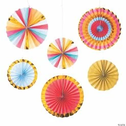 Hot Sale 😀 10" - 14" Happy Day Party Hanging Paper Fans - 6 Pc. 🥰
