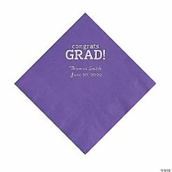 Best Pirce ✔️ Amethyst Congrats Grad Personalized Napkins with Silver Foil - 50 Pc. Luncheon 😀