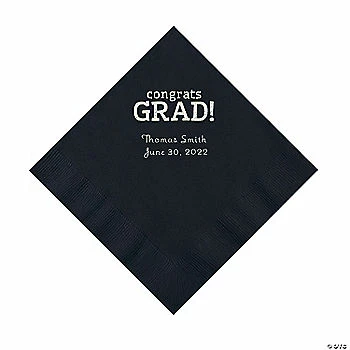 Best Pirce π Black Congrats Grad Personalized Napkins with Silver Foil - 50 Pc. Luncheon β¨ 1 Best Pirce π Black Congrats Grad Personalized Napkins with Silver Foil - 50 Pc. Luncheon β¨