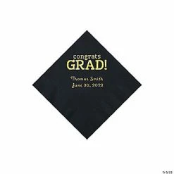 Cheapest 😍 Black Congrats Grad Personalized Napkins with Gold Foil - 50 Pc. Beverage 🥰
