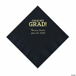 Coupon 🔥 Black Congrats Grad Personalized Napkins with Gold Foil - 50 Pc. Luncheon 🛒
