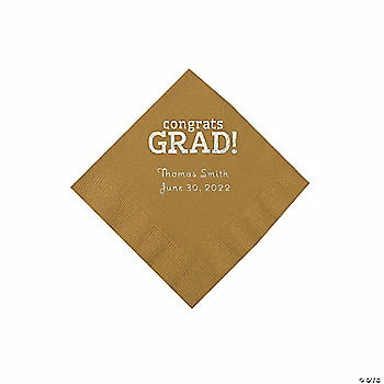 Discount π Gold Congrats Grad Personalized Napkins with Silver Foil β 50 Pc. Beverage β 1 Discount π Gold Congrats Grad Personalized Napkins with Silver Foil β 50 Pc. Beverage β