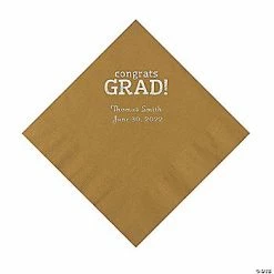 Flash Sale ⭐ Gold Congrats Grad Personalized Napkins with Silver Foil – 50 Pc. Luncheon 👏