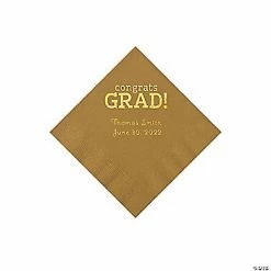 New 🧨 Gold Congrats Grad Personalized Napkins with Gold Foil – 50 Pc. Beverage 🥰