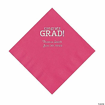 Discount π€© Hot Pink Congrats Grad Personalized Napkins with Silver Foil - 50 Pc. Luncheon β¨ 1 Discount π€© Hot Pink Congrats Grad Personalized Napkins with Silver Foil - 50 Pc. Luncheon β¨
