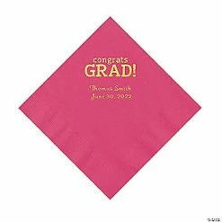 Top 10 ⭐ Hot Pink Congrats Grad Personalized Napkins with Gold Foil - 50 Pc. Luncheon 🛒