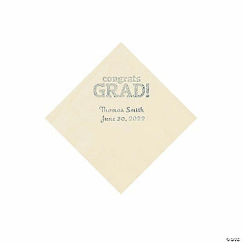 Wholesale π Ivory Congrats Grad Personalized Napkins with Silver Foil - 50 Pc. Beverage π 1 Wholesale π Ivory Congrats Grad Personalized Napkins with Silver Foil - 50 Pc. Beverage π
