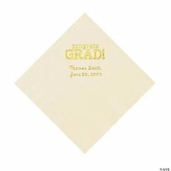 Flash Sale 🌟 Ivory Congrats Grad Personalized Napkins with Gold Foil - 50 Pc. Luncheon ❤️