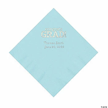 Discount π Light Blue Congrats Grad Personalized Napkins with Silver Foil - 50 Pc. Luncheon β€οΈ 1 Discount π Light Blue Congrats Grad Personalized Napkins with Silver Foil - 50 Pc. Luncheon β€οΈ