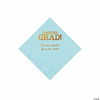 Coupon π Light Blue Congrats Grad Personalized Napkins with Gold Foil - 50 Pc. Beverage π 1 Coupon π Light Blue Congrats Grad Personalized Napkins with Gold Foil - 50 Pc. Beverage π