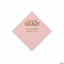 Top 10 💯 Light Pink Congrats Grad Personalized Napkins with Gold Foil - 50 Pc. Beverage 😉