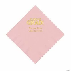 Coupon 🔔 Light Pink Congrats Grad Personalized Napkins with Gold Foil - 50 Pc. Luncheon 😍