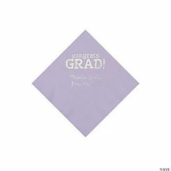 Discount ⭐ Lilac Congrats Grad Personalized Napkins with Silver Foil - 50 Pc. Beverage ✨