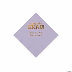 Budget 😉 Lilac Congrats Grad Personalized Napkins with Gold Foil - 50 Pc. Beverage ✔️