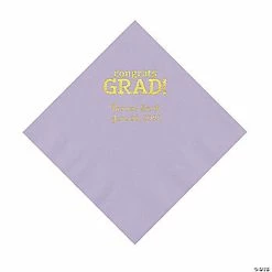 Best Pirce ✔️ Lilac Congrats Grad Personalized Napkins with Gold Foil - 50 Pc. Luncheon 🤩
