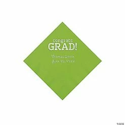 Cheapest ⭐ Lime Congrats Grad Personalized Napkins with Silver Foil - 50 Pc. Beverage 👏