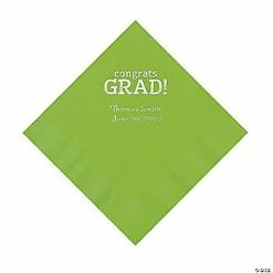 Flash Sale 🔥 Lime Congrats Grad Personalized Napkins with Silver Foil - 50 Pc. Luncheon 🎁
