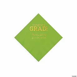 Outlet 🔥 Lime Congrats Grad Personalized Napkins with Gold Foil - 50 Pc. Beverage 🥰