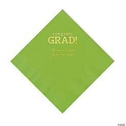 Budget 😀 Lime Congrats Grad Personalized Napkins with Gold Foil - 50 Pc. Luncheon 🌟