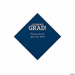 Best Pirce 😀 Navy Congrats Grad Personalized Napkins with Silver Foil - 50 Pc. Beverage 👍