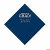 Cheap ✔️ Navy Congrats Grad Personalized Napkins with Silver Foil - 50 Pc. Luncheon ✔️