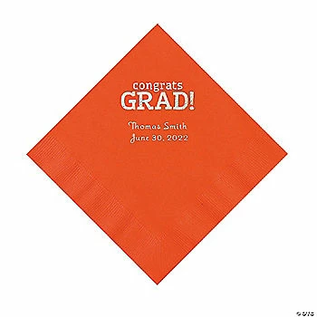 New π€© Orange Congrats Grad Personalized Napkins with Silver Foil - 50 Pc. Luncheon π 1 New π€© Orange Congrats Grad Personalized Napkins with Silver Foil - 50 Pc. Luncheon π