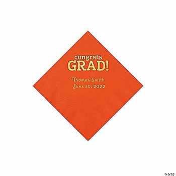 Hot Sale π₯° Orange Congrats Grad Personalized Napkins with Gold Foil - 50 Pc. Beverage π 1 Hot Sale π₯° Orange Congrats Grad Personalized Napkins with Gold Foil - 50 Pc. Beverage π
