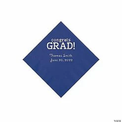 Buy 💯 Purple Congrats Grad Personalized Napkins with Silver Foil - 50 Pc. Beverage 👏