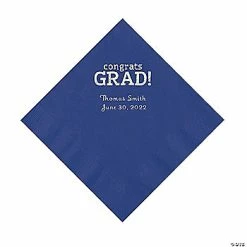 Buy 🧨 Purple Congrats Grad Personalized Napkins with Silver Foil - 50 Pc. Luncheon 🛒