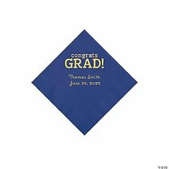 Budget ⭐ Purple Congrats Grad Personalized Napkins with Gold Foil - 50 Pc. Beverage ✔️