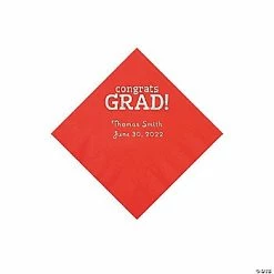 Top 10 😀 Red Congrats Grad Personalized Napkins with Silver Foil - 50 Pc. Beverage 🎉