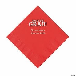 New ✨ Red Congrats Grad Personalized Napkins with Silver Foil - 50 Pc. Luncheon ⌛