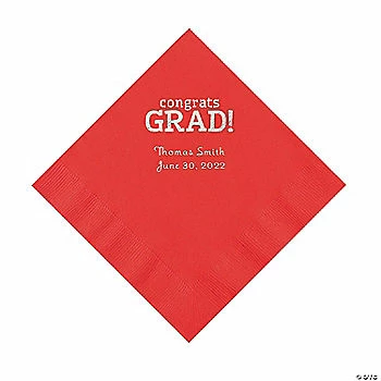 New ✨ Red Congrats Grad Personalized Napkins with Silver Foil - 50 Pc. Luncheon ⌛ 1 New ✨ Red Congrats Grad Personalized Napkins with Silver Foil - 50 Pc. Luncheon ⌛
