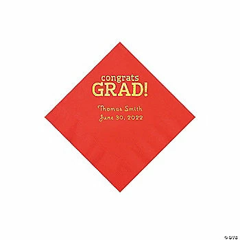 Best Pirce π Red Congrats Grad Personalized Napkins with Gold Foil - 50 Pc. Beverage π 1 Best Pirce π Red Congrats Grad Personalized Napkins with Gold Foil - 50 Pc. Beverage π