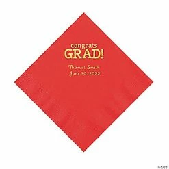 Hot Sale 🧨 Red Congrats Grad Personalized Napkins with Gold Foil - 50 Pc. Luncheon 😉