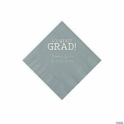New 🤩 Silver Congrats Grad Personalized Napkins with Silver Foil - 50 Pc. Beverage 🛒