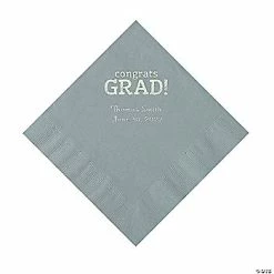 Promo 🧨 Silver Congrats Grad Personalized Napkins with Silver Foil - 50 Pc. Luncheon 🤩