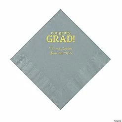 Top 10 😀 Silver Congrats Grad Personalized Napkins with Gold Foil - 50 Pc. Luncheon ❤️