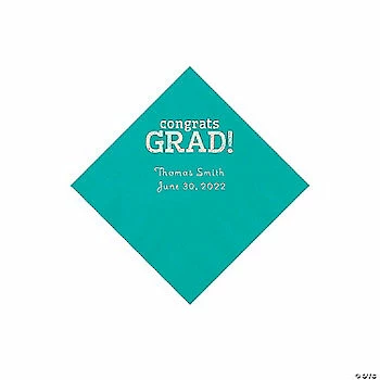 Cheap π₯ Teal Congrats Grad Personalized Napkins with Silver Foil - 50 Pc. Beverage π 1 Cheap π₯ Teal Congrats Grad Personalized Napkins with Silver Foil - 50 Pc. Beverage π