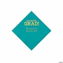 Top 10 ❤️ Turquoise Congrats Grad Personalized Napkins with Gold Foil - 50 Pc. Beverage 😀