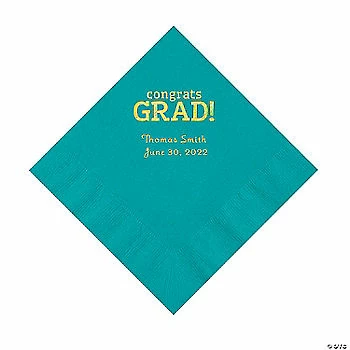 Promo π₯° Turquoise Congrats Grad Personalized Napkins with Gold Foil - 50 Pc. Luncheon π₯° 1 Promo π₯° Turquoise Congrats Grad Personalized Napkins with Gold Foil - 50 Pc. Luncheon π₯°