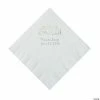 Cheap ⭐ White Congrats Grad Personalized Napkins with Silver Foil - 50 Pc. Luncheon 🎉