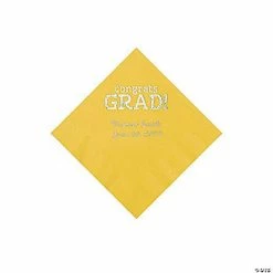 Buy ✔️ Yellow Congrats Grad Personalized Napkins with Silver Foil - 50 Pc. Beverage 💯