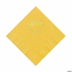 Cheapest ⭐ Yellow Congrats Grad Personalized Napkins with Gold Foil - 50 Pc. Luncheon 👍