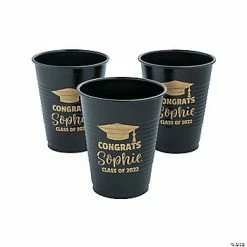 Deals 👏 Personalized Black Graduation Disposable Plastic Cups - 40 Ct. 👏