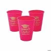 New 👏 Personalized Hot Pink Graduation Disposable Plastic Cups - 40 Ct. 💯
