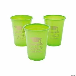 Best Pirce 😍 Personalized Lime Green Graduation Disposable Plastic Cups - 40 Ct. 👍