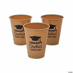 Best Sale 👏 Personalized Gold Graduation Disposable Plastic Cups - 40 Ct. 😍