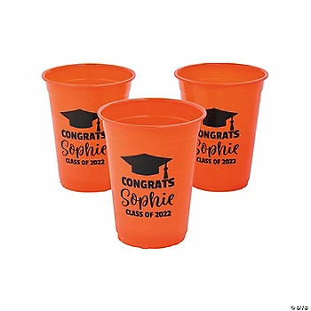 Hot Sale π Personalized Orange Graduation Disposable Plastic Cups - 40 Ct. β 1 Hot Sale π Personalized Orange Graduation Disposable Plastic Cups - 40 Ct. β