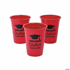 Cheap 😍 Personalized Red Graduation Disposable Plastic Cups - 40 Ct. 😀